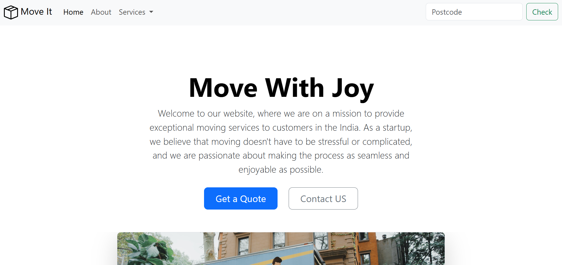 preview of courier service website